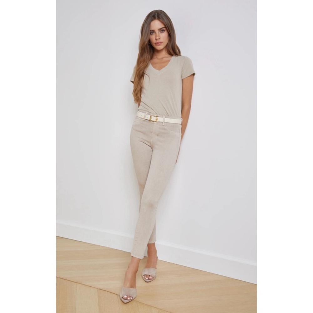 L'AGENCE Super Stretch Margot High Rise Skinny Jeans in Biscuit 27